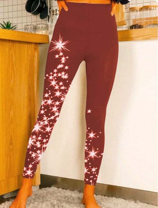 Damen Lässig 3d Drucken Alle Jahreszeiten Knöchelhose Leggings Weihnachten