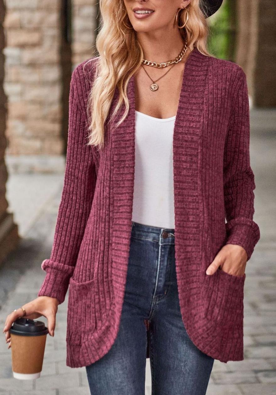 Damen Lässig Frühling/Herbst Unifarben Strickjacke