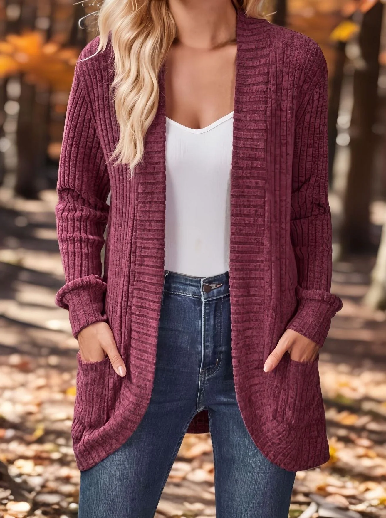 Damen Lässig Frühling/Herbst Unifarben Strickjacke