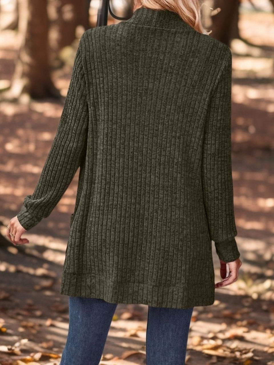 Damen Lässig Frühling/Herbst Unifarben Strickjacke