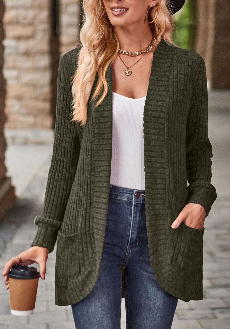 Damen Lässig Frühling/Herbst Unifarben Strickjacke