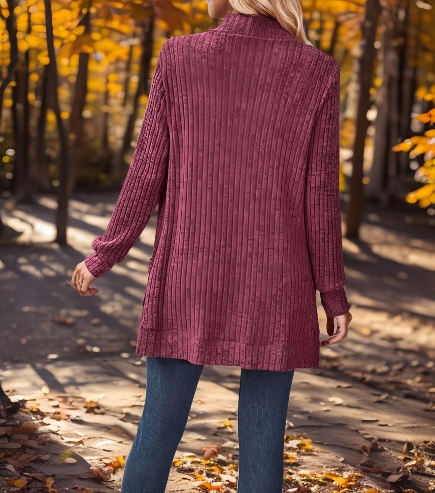 Damen Lässig Frühling/Herbst Unifarben Strickjacke