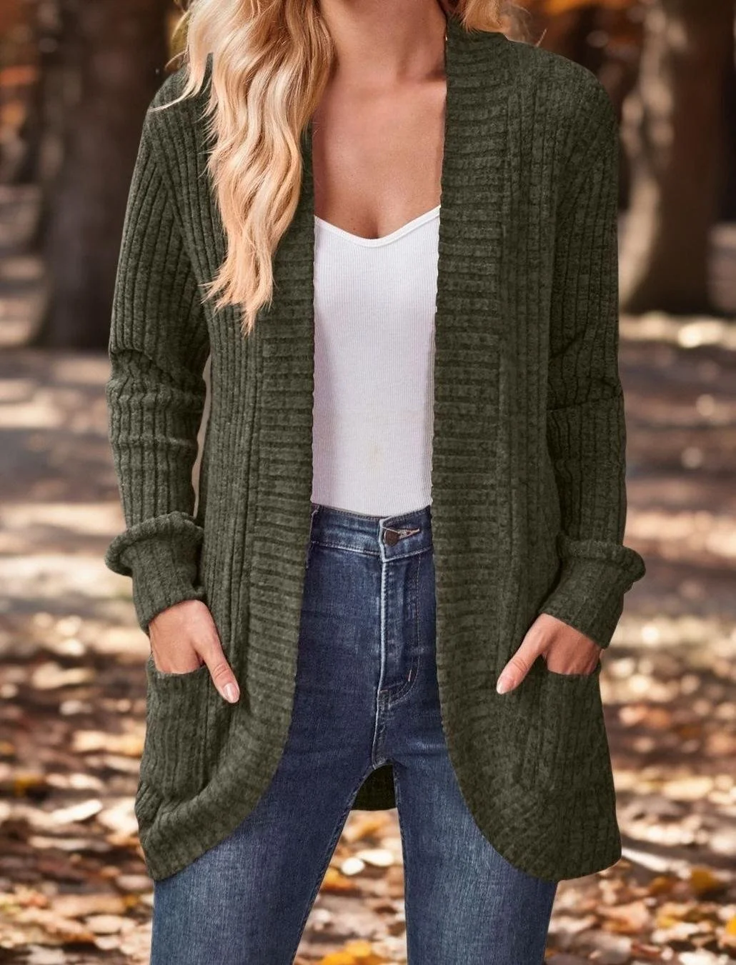 Damen Lässig Frühling/Herbst Unifarben Strickjacke