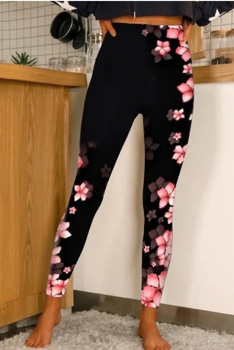 Damen Lässig Geblümt Winter Lang Leggings