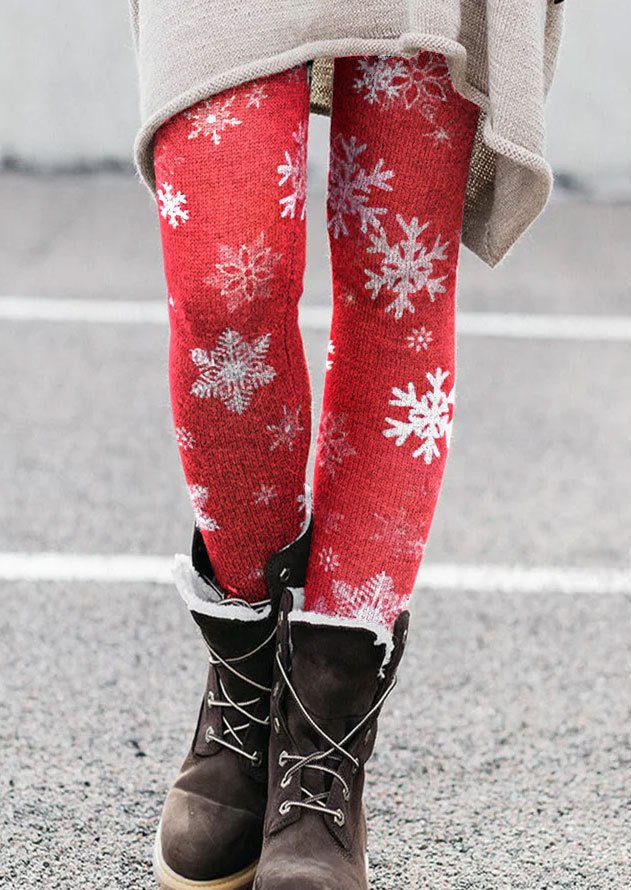 Damen Lässig Weihnachten Winter Lang Leggings