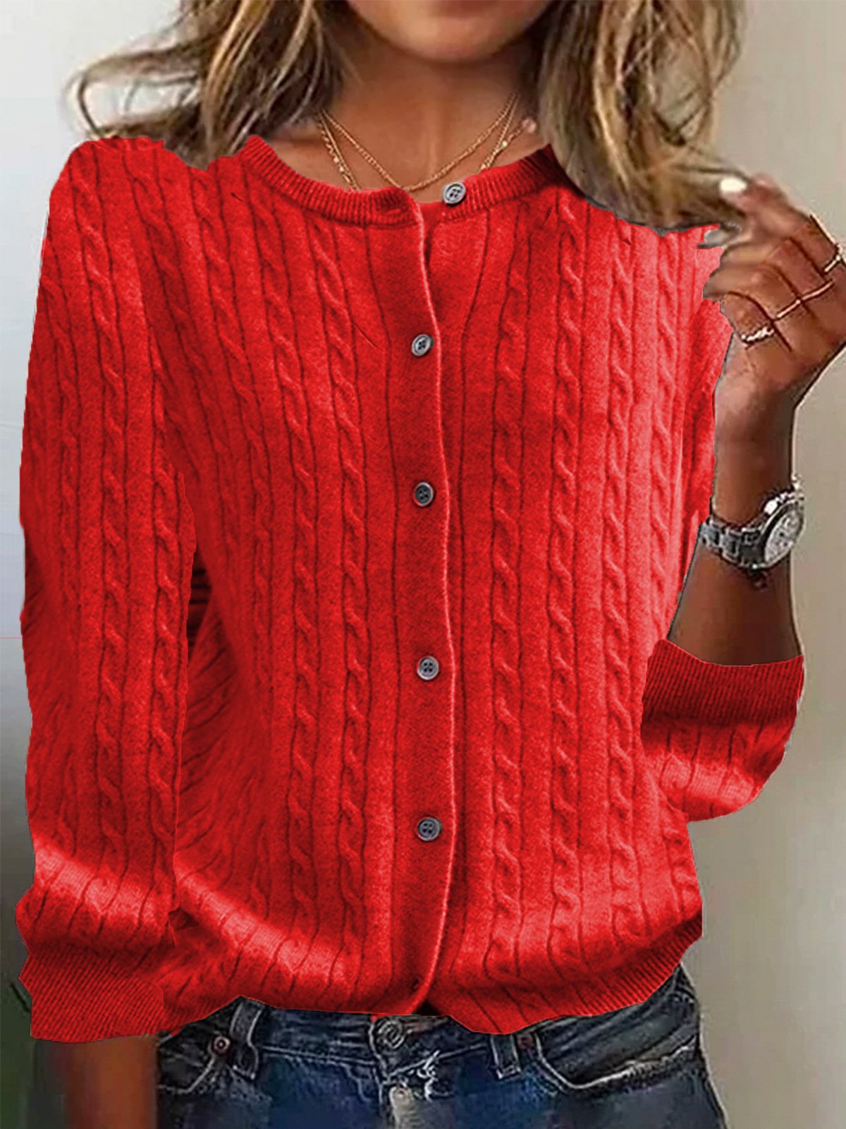 Damen Frühling/Herbst Geblümt Lässig Langarm Rundhals Garn/Wollgarn Pullover