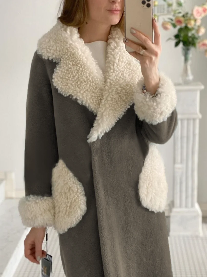 Damen Herbst Oberbekleidung Lässig Fluff/Granular-Fleece-Stoff Unifarben Langarm Jacke