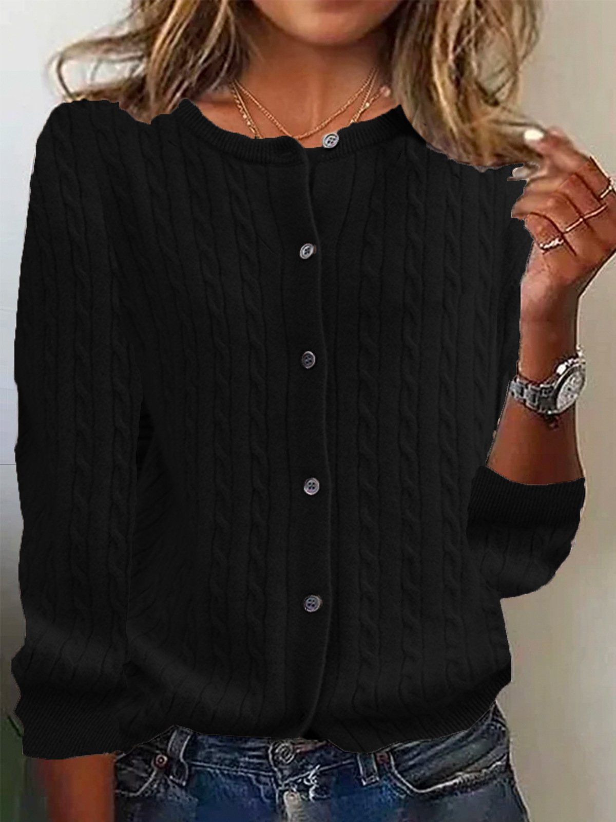 Damen Frühling/Herbst Geblümt Lässig Langarm Rundhals Garn/Wollgarn Pullover