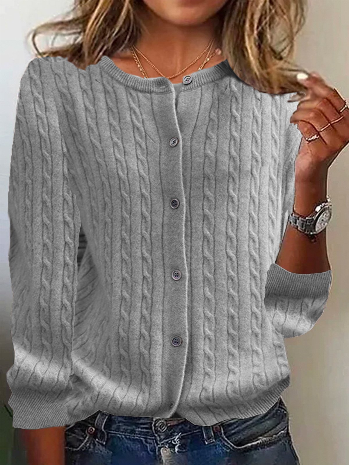 Damen Frühling/Herbst Geblümt Lässig Langarm Rundhals Garn/Wollgarn Pullover
