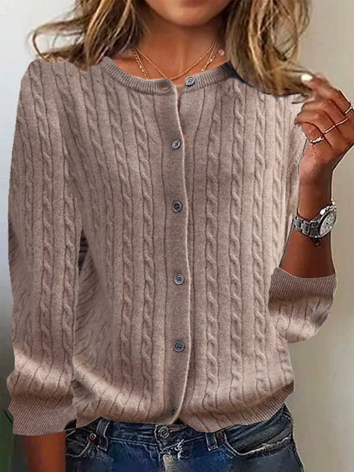 Damen Frühling/Herbst Geblümt Lässig Langarm Rundhals Garn/Wollgarn Pullover