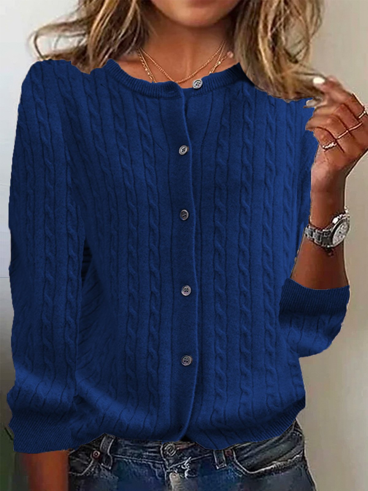 Damen Frühling/Herbst Geblümt Lässig Langarm Rundhals Garn/Wollgarn Pullover