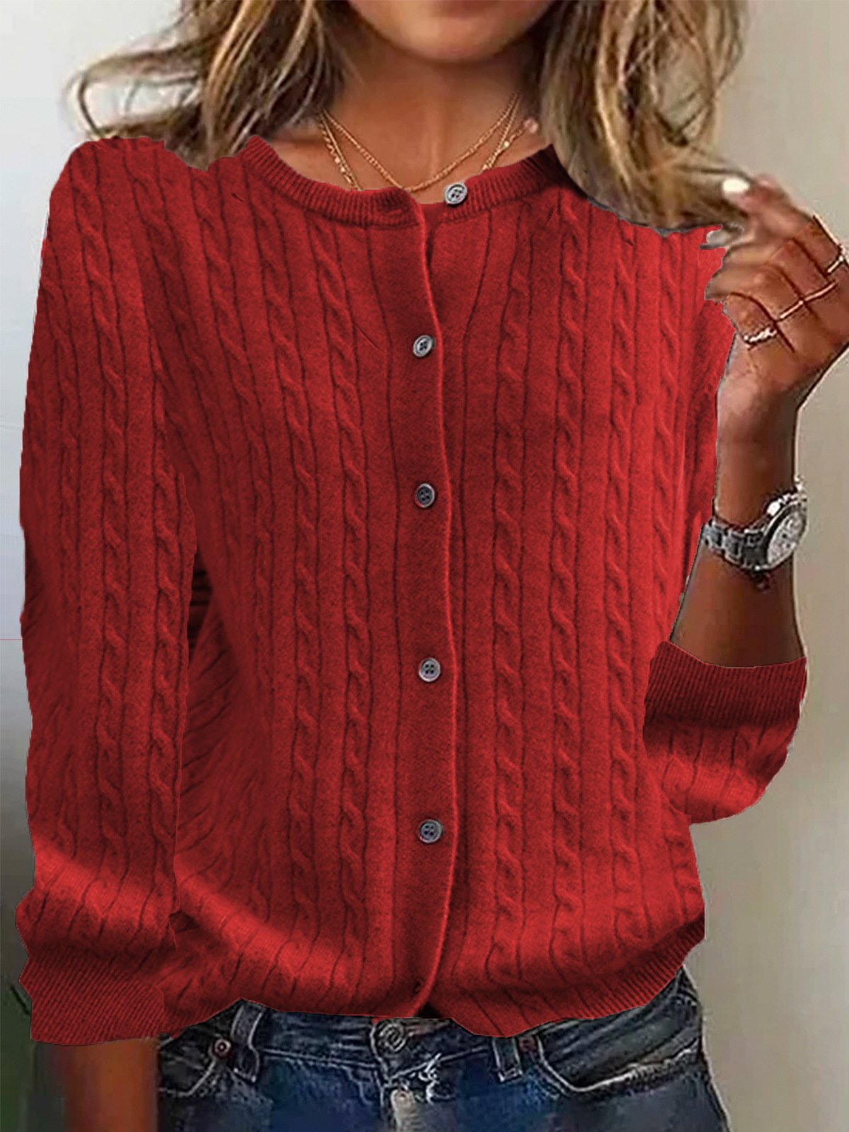 Damen Frühling/Herbst Geblümt Lässig Langarm Rundhals Garn/Wollgarn Pullover