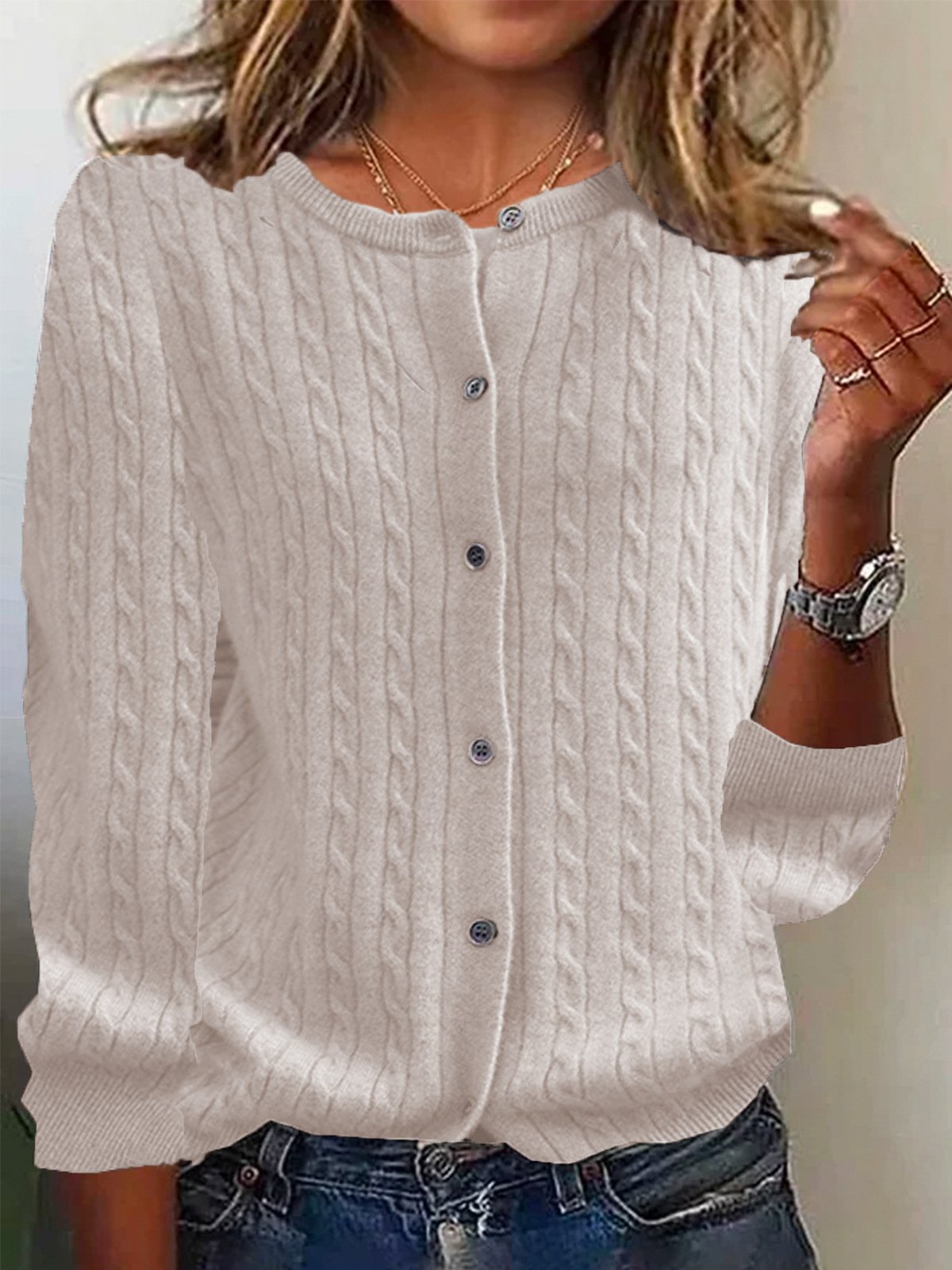 Damen Frühling/Herbst Geblümt Lässig Langarm Rundhals Garn/Wollgarn Pullover