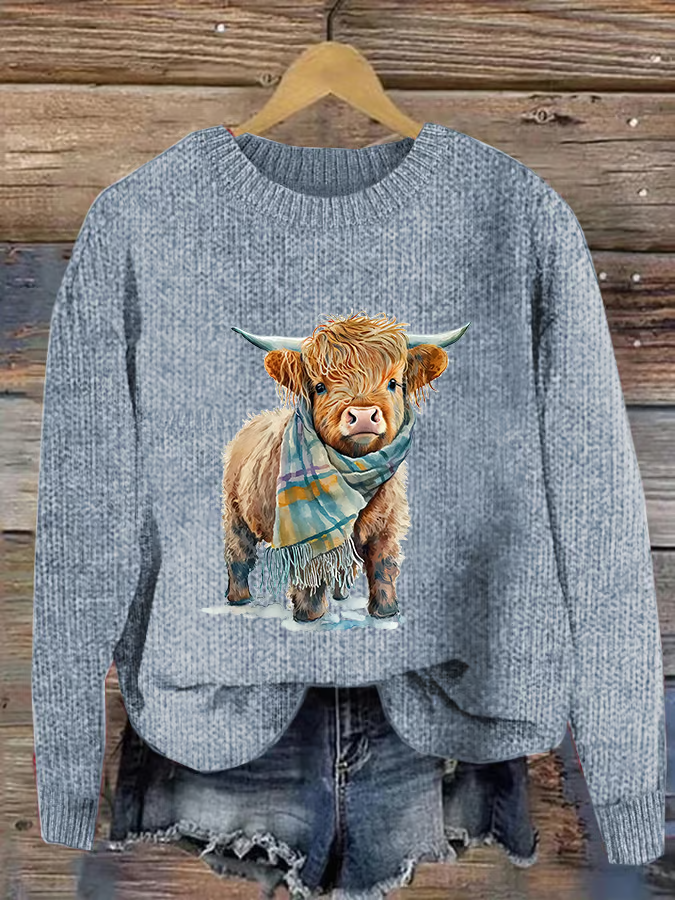 Damen Winter 3d Drucken Lässig Langarm Rundhals Strickpullover