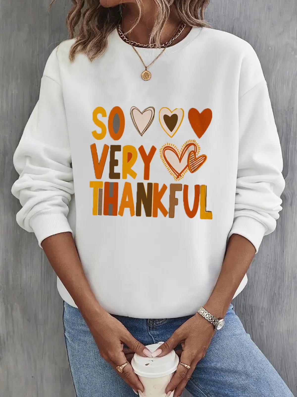 Damen Rundhals Textbriefe Lässig Frühling/Herbst Langarm Sweatshirt