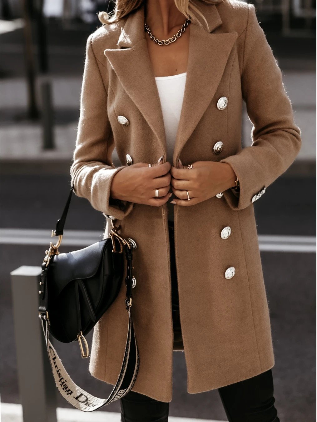 Damen Herbst Oberbekleidung Lässig Unifarben Langarm Schalkragen Jacke