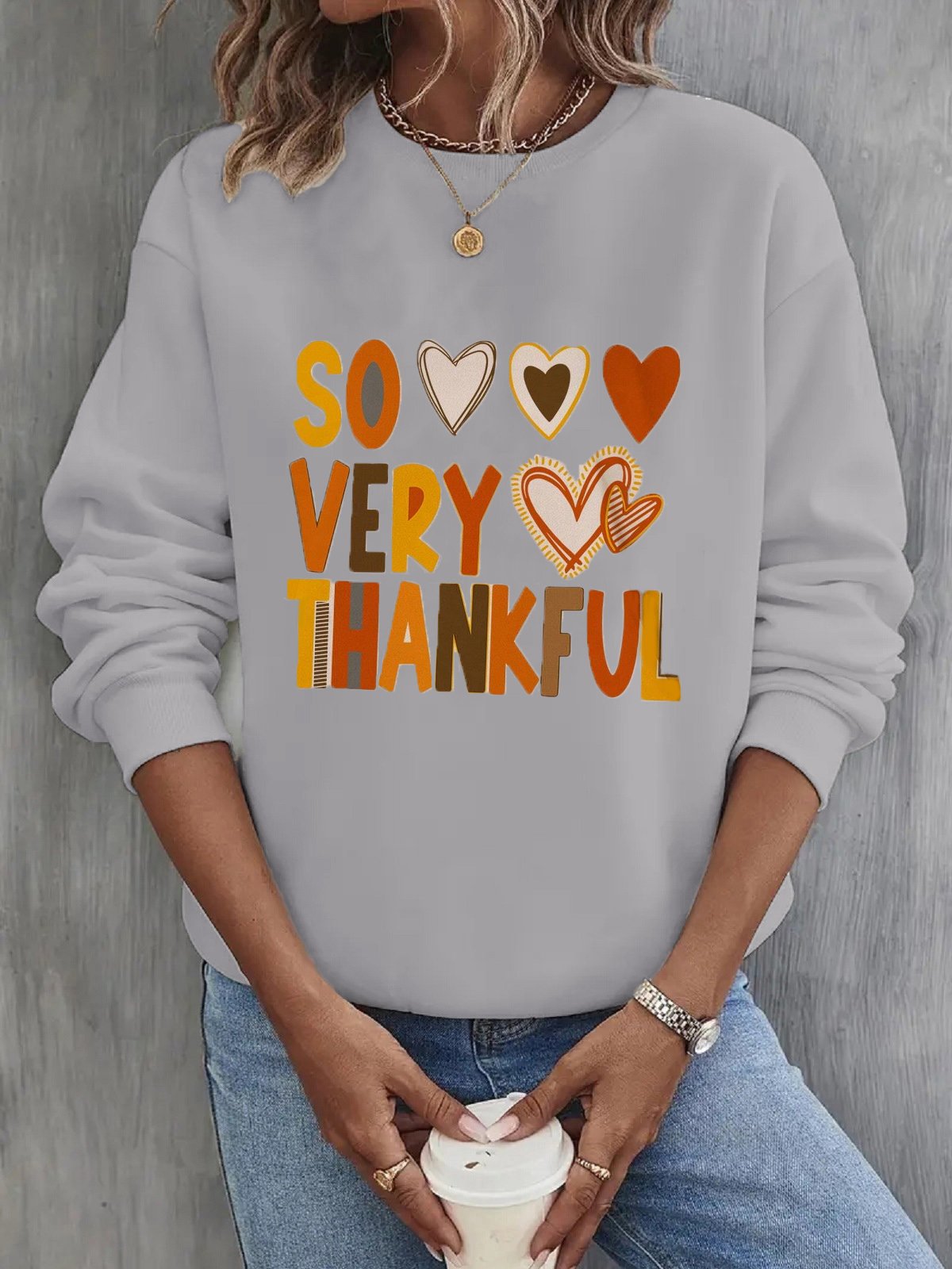 Damen Rundhals Textbriefe Lässig Frühling/Herbst Langarm Sweatshirt