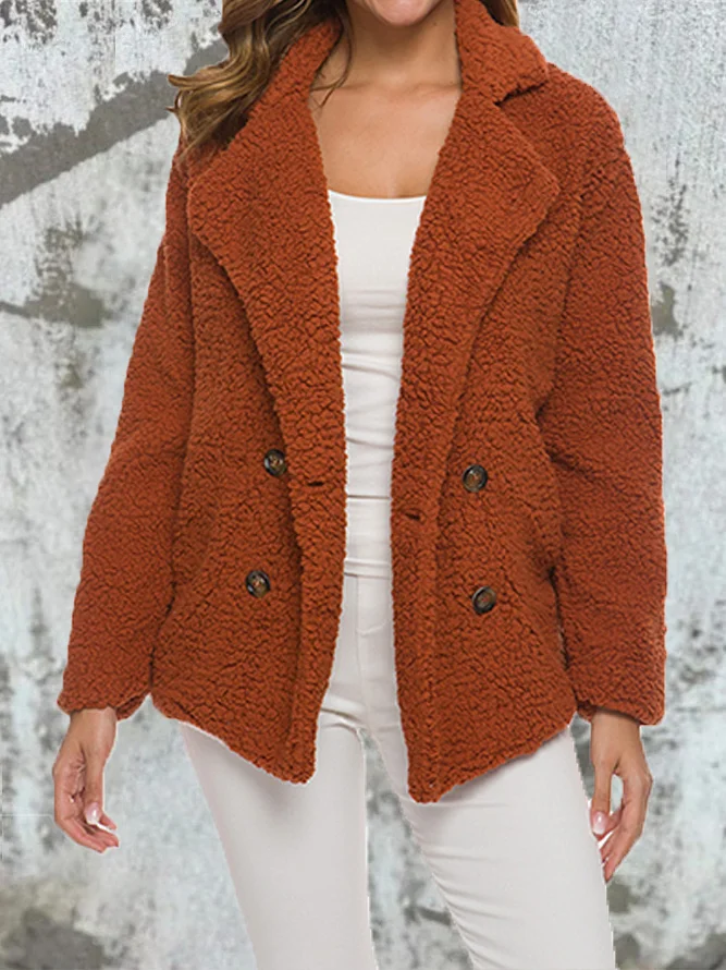 Damen Frühling/Herbst Oberbekleidung Lässig Schnalle Unifarben Langarm Schalkragen Jacke