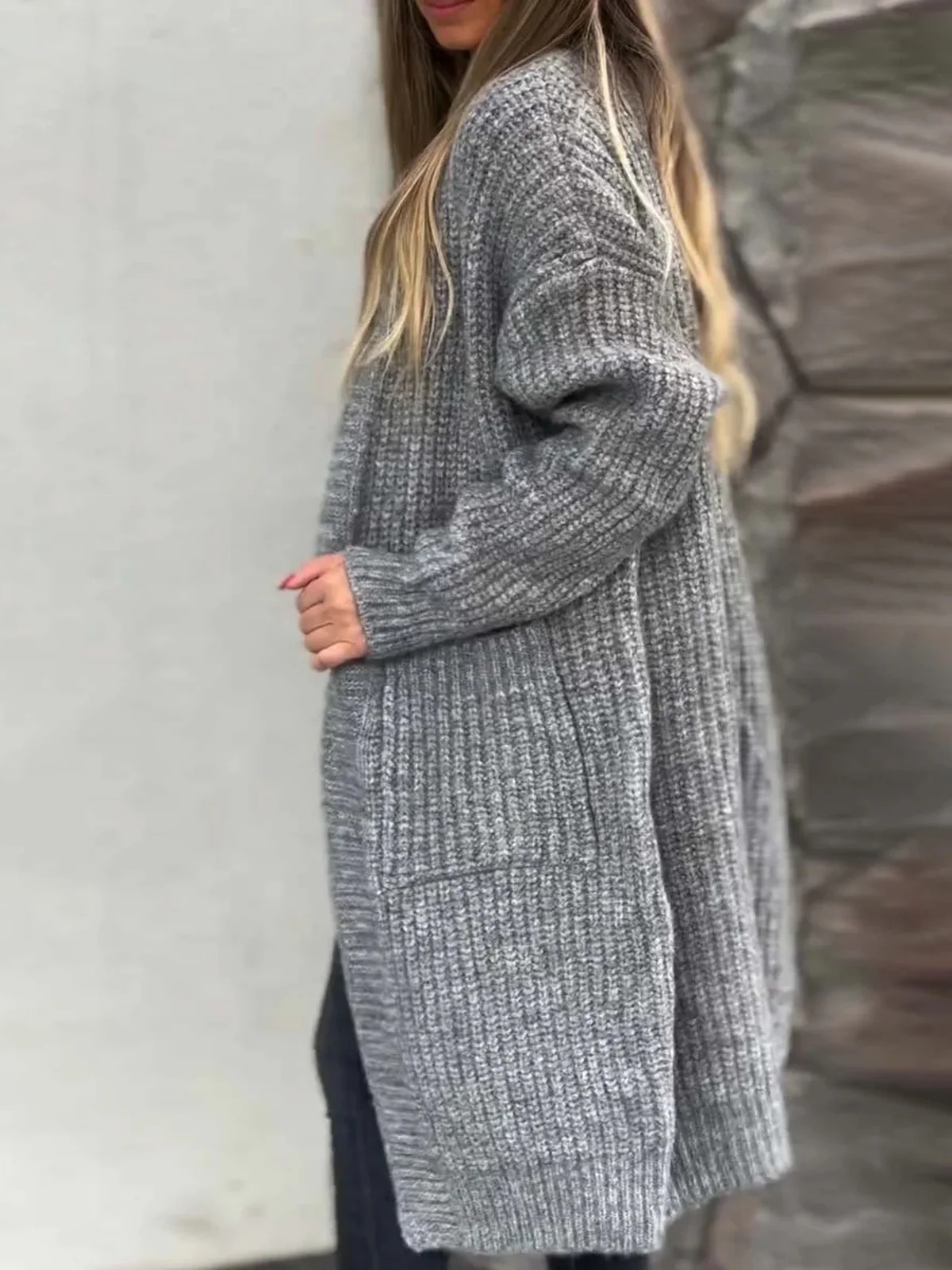 Damen Lässig Winter Unifarben Wolle/Stricken Strickjacke