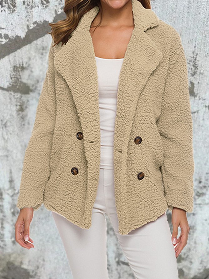 Damen Frühling/Herbst Oberbekleidung Lässig Schnalle Unifarben Langarm Schalkragen Jacke