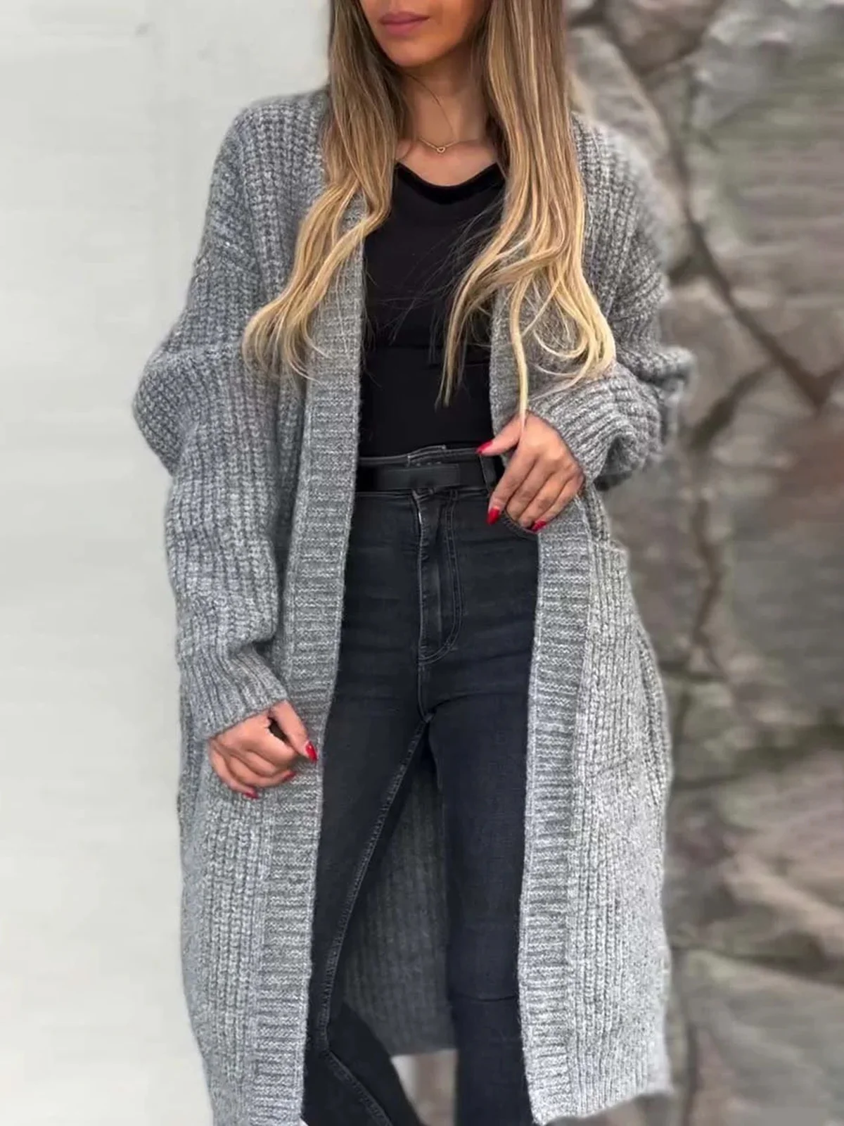 Damen Lässig Winter Unifarben Wolle/Stricken Strickjacke