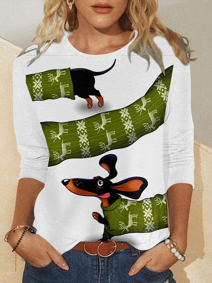 Damen Langarm T-Shirts T-Shirt Frühling/Herbst Ethnisch Jersey Rundhals Täglich Ausgehen Lässig Oberteile