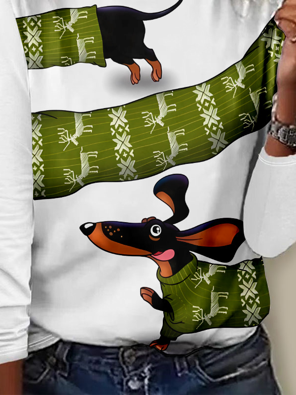 Damen Langarm T-Shirts T-Shirt Frühling/Herbst Ethnisch Jersey Rundhals Täglich Ausgehen Lässig Oberteile