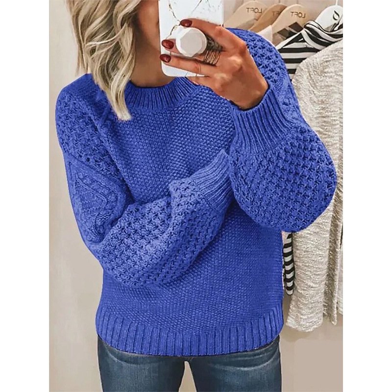 Damen Frühling/Herbst Unifarben Lässig Langarm V-Ausschnitt Garn/Wollgarn Pullover