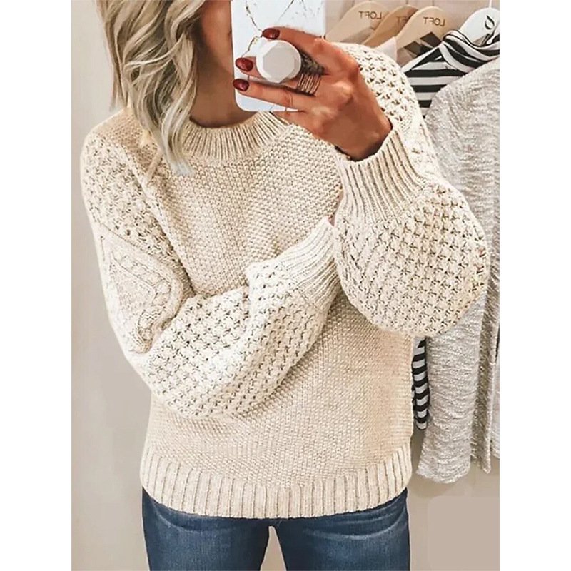 Damen Frühling/Herbst Unifarben Lässig Langarm V-Ausschnitt Garn/Wollgarn Pullover