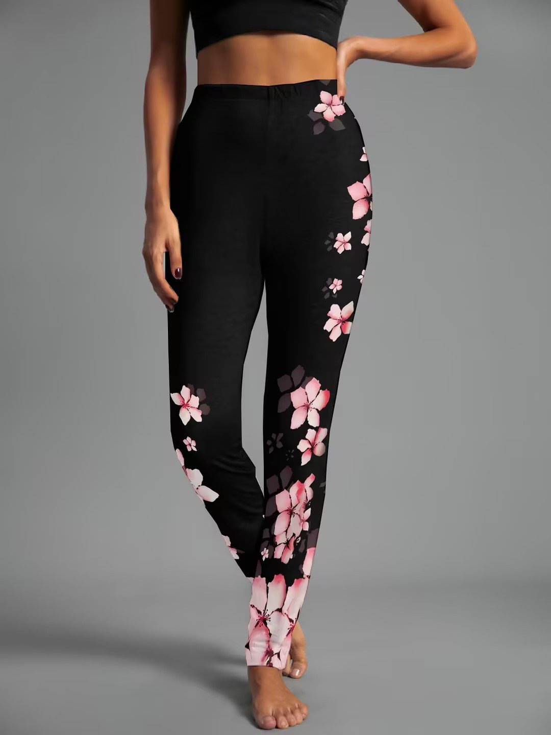 Damen Lässig Geblümt Winter Lang Leggings