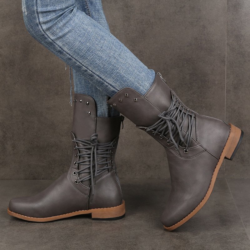 Unifarben Veloursleder Herbst Reitstiefel