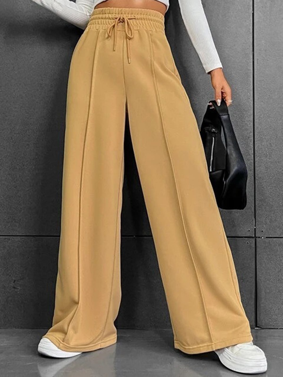 Damen Hose Hose mit Weitem Bein Täglich Ausgehen Lässig Unifarben Frühling/Herbst Hose