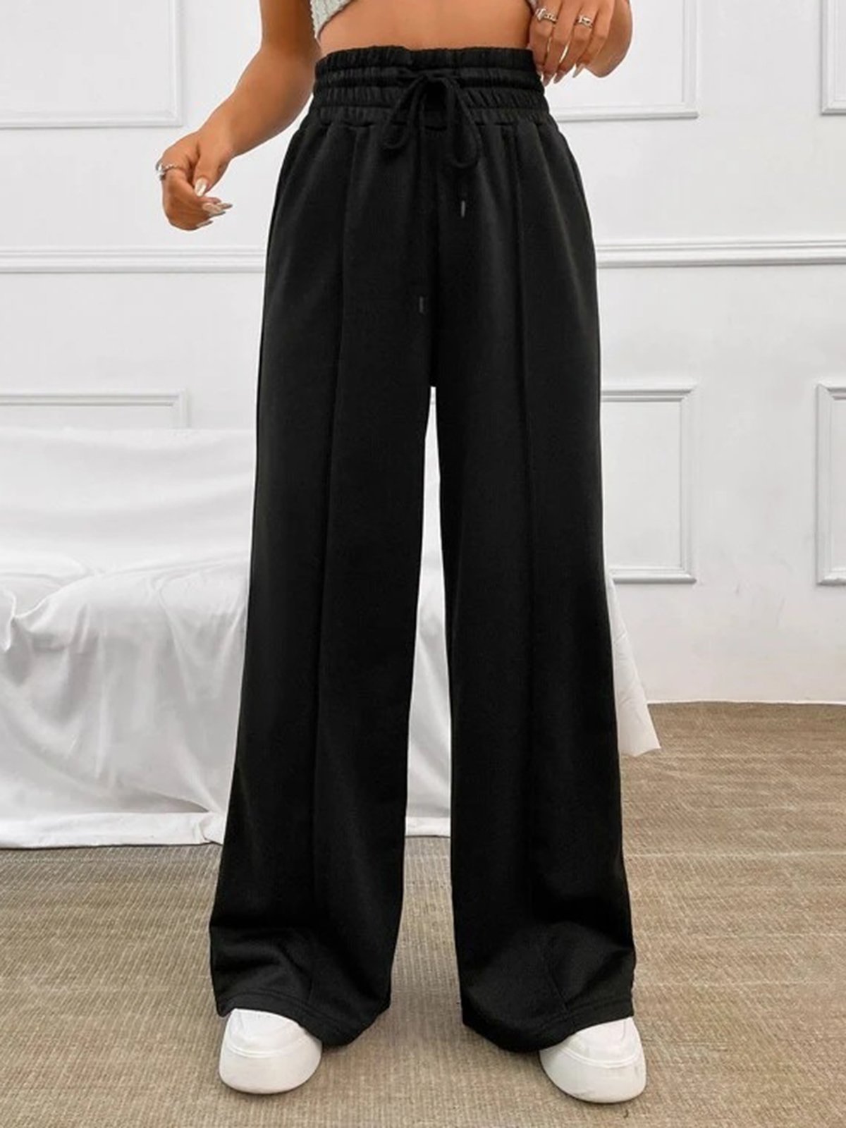 Damen Hose Hose mit Weitem Bein Täglich Ausgehen Lässig Unifarben Frühling/Herbst Hose