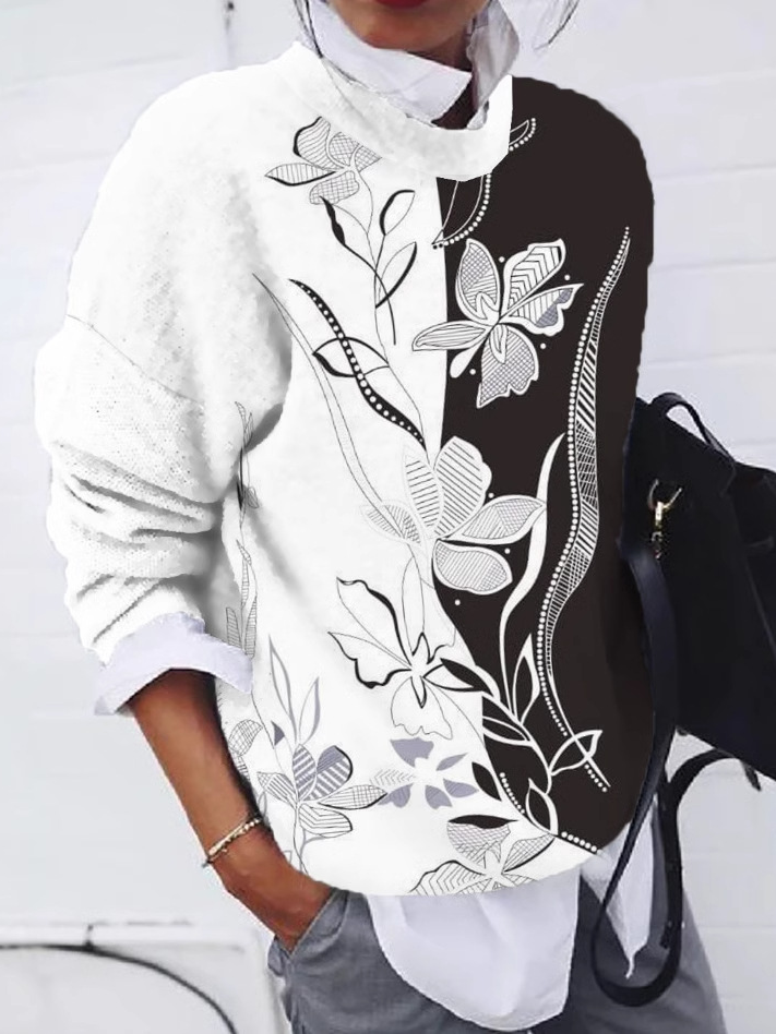 Damen Rundhals Geometrisch Reißverschluss Lässig Frühling/Herbst Langarm Sweatshirt