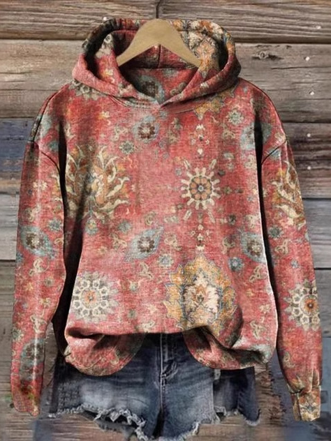 Damen Kapuze Ethnisch Lässig Frühling/Herbst Langarm Sweatshirt