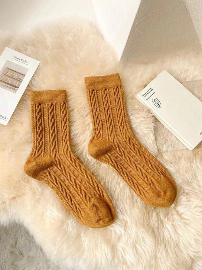 1 Paar Damen Hochelastisch Twist Mitte der Wade Socken