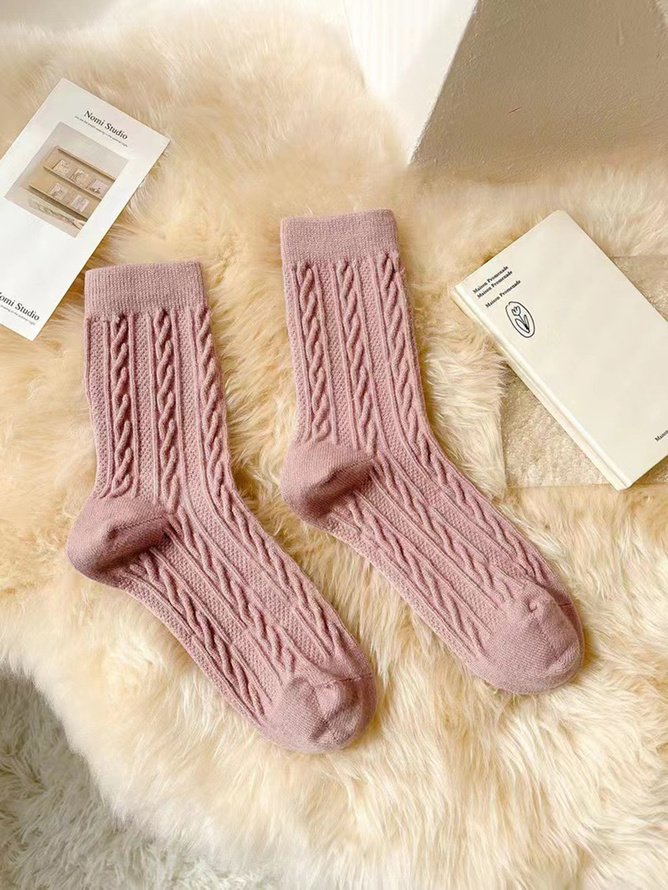 1 Paar Damen Hochelastisch Twist Mitte der Wade Socken