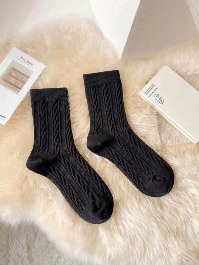 1 Paar Damen Hochelastisch Twist Mitte der Wade Socken