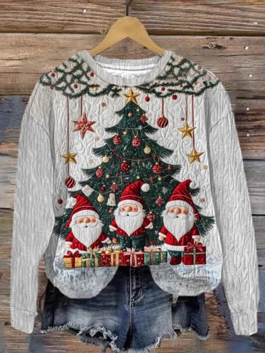 Damen Rundhals Weihnachten Lässig Frühling/Herbst Langarm Sweatshirt