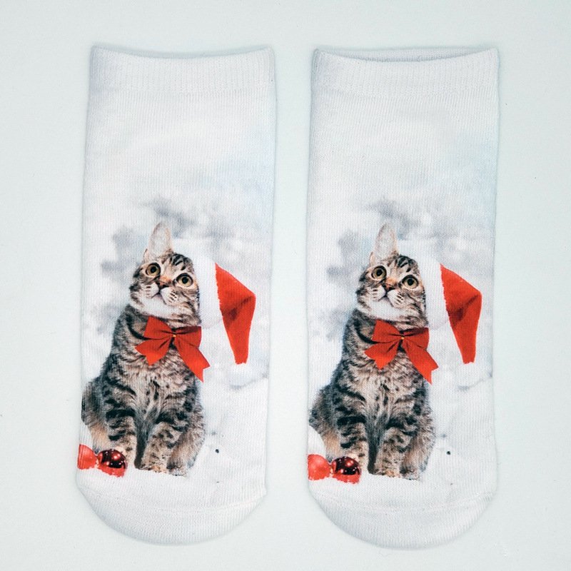 Weihnachten 3D Katzenmuster Hoch Strecken Baumwolle Socken festlich Party Dekorationen