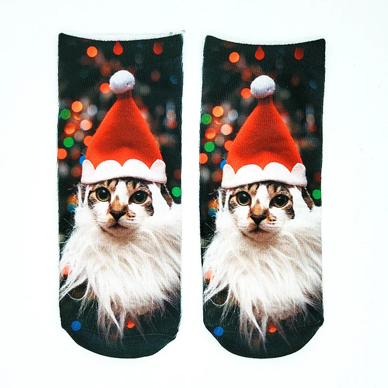 Weihnachten 3D Katzenmuster Hoch Strecken Baumwolle Socken festlich Party Dekorationen