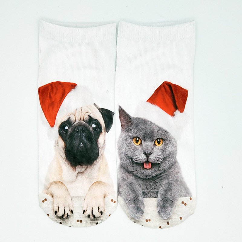 Weihnachten 3D Katzenmuster Hoch Strecken Baumwolle Socken festlich Party Dekorationen