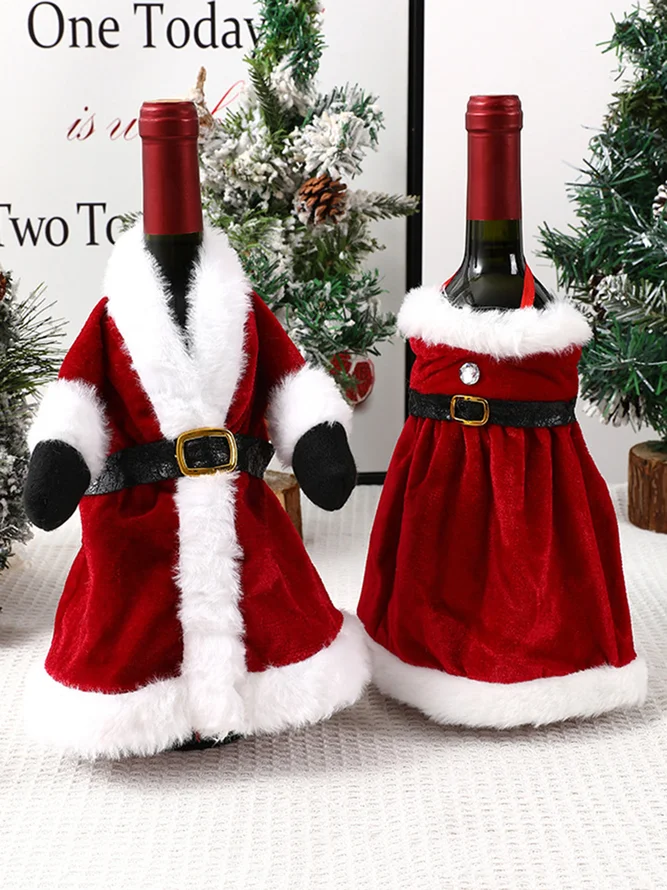 Einzeln Weihnachten Samtkleid Wein Flasche Ornament Urlaub Party Ornament