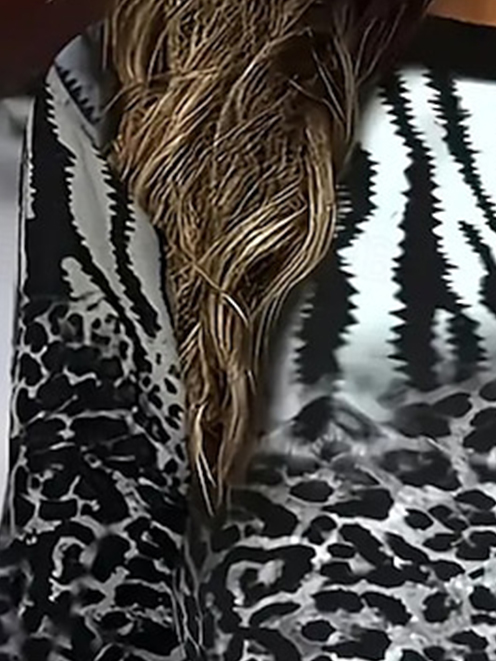 Damen Rundhals Leopard Lässig Frühling/Herbst Langarm Sweatshirt