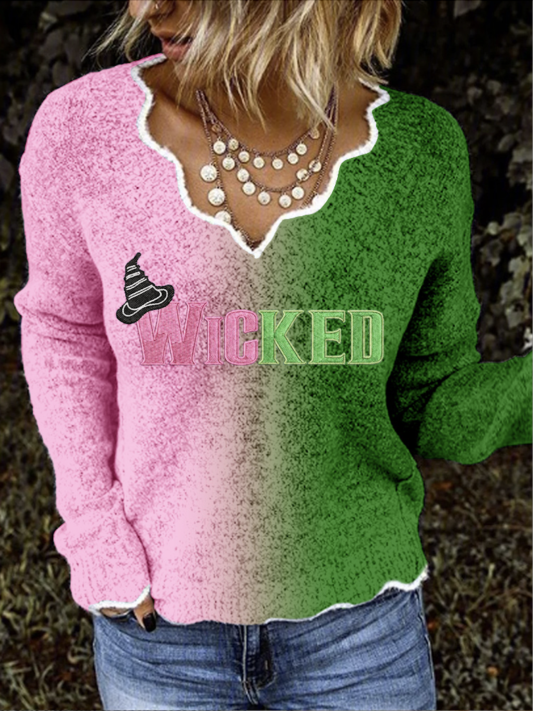 Damen Frühling/Herbst Geblümt Lässig Langarm V-Ausschnitt Strickpullover
