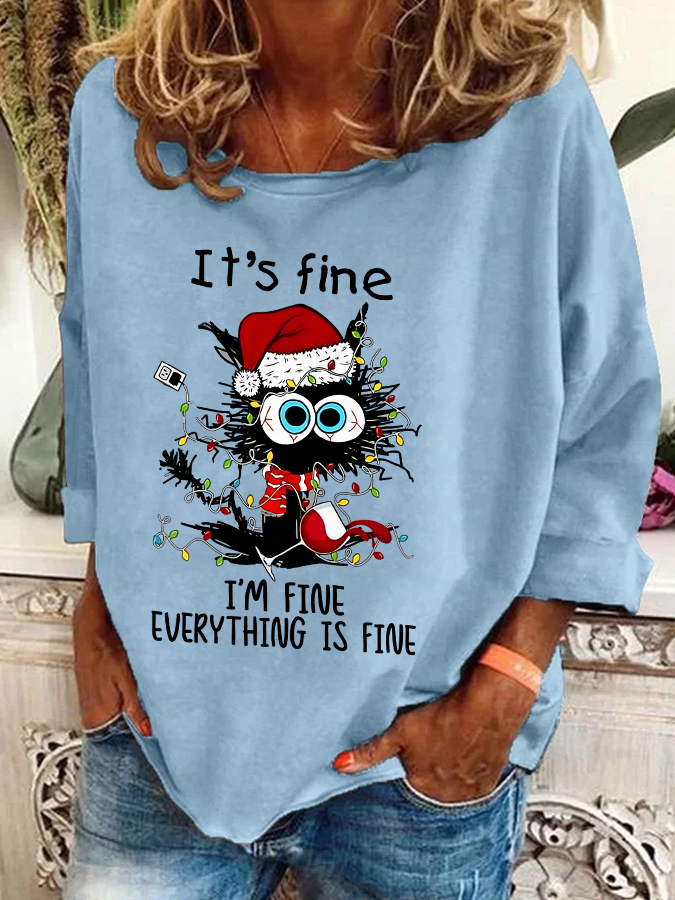 Damen Rundhals Weihnachten Lässig Frühling/Herbst Langarm Sweatshirt