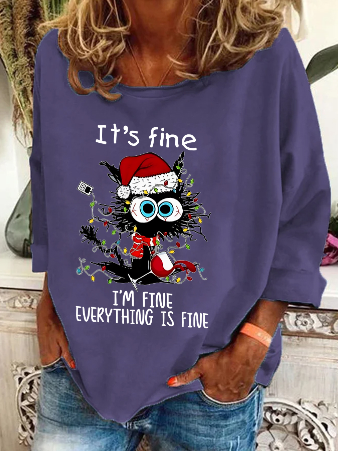 Damen Rundhals Weihnachten Lässig Frühling/Herbst Langarm Sweatshirt