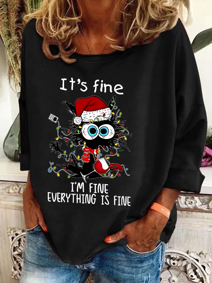 Damen Rundhals Weihnachten Lässig Frühling/Herbst Langarm Sweatshirt