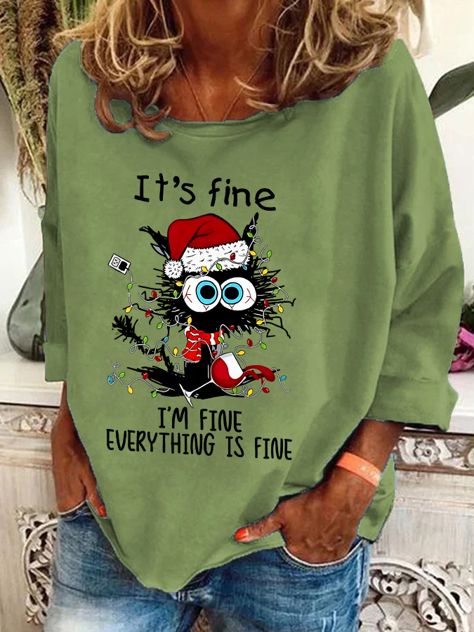 Damen Rundhals Weihnachten Lässig Frühling/Herbst Langarm Sweatshirt