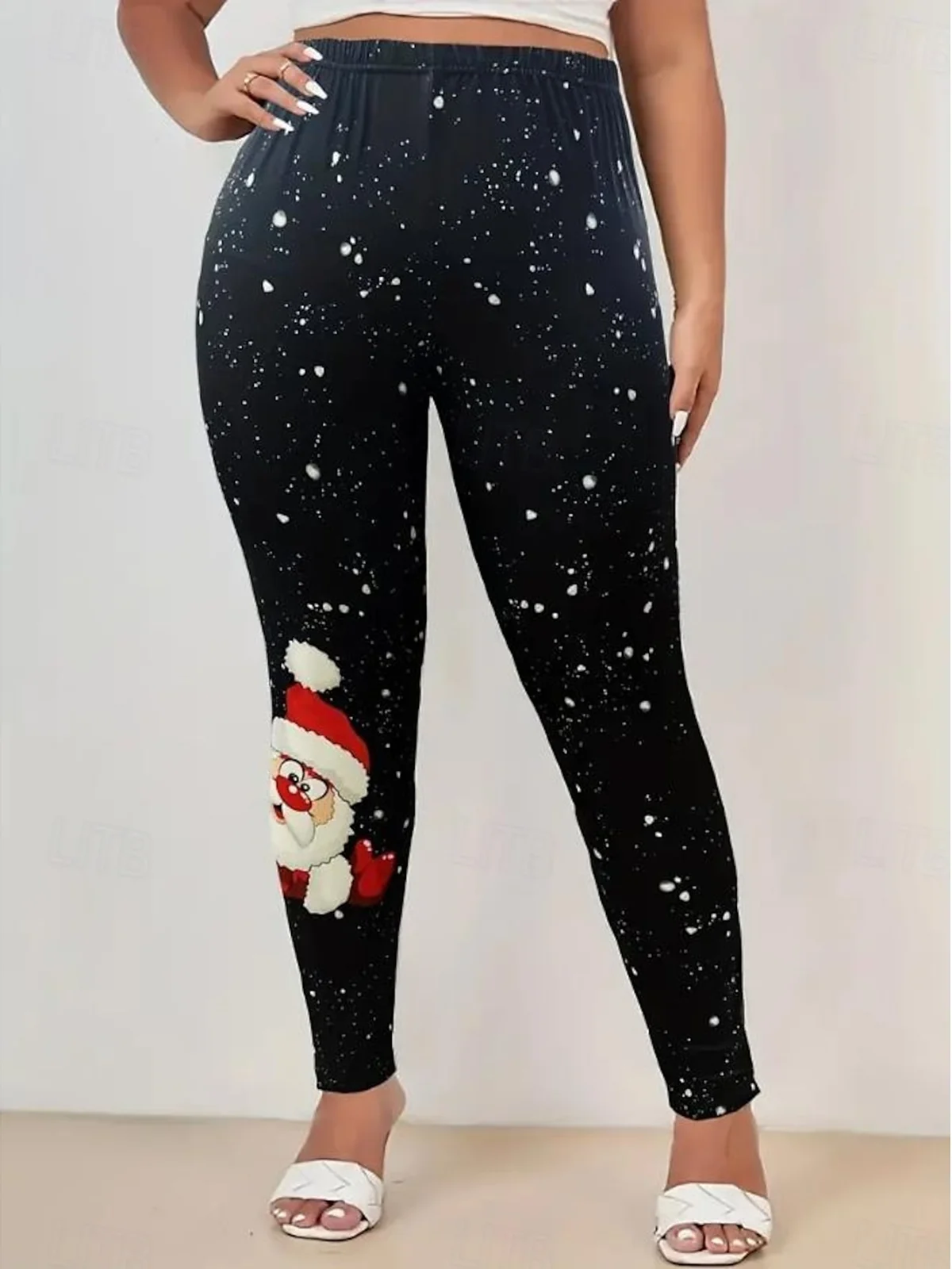 Damen Lässig Weihnachten Jersey Alle Jahreszeiten Lang Leggings